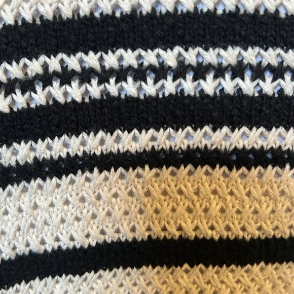 Anthropologie Striped Cropped Wrap Cotton Blend Short Sleeve Sweater Size Large - Picture 6 of 8